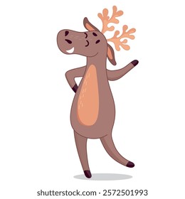 funny deer dancing, hello, nice to meet you, cool deer, sticker, waving