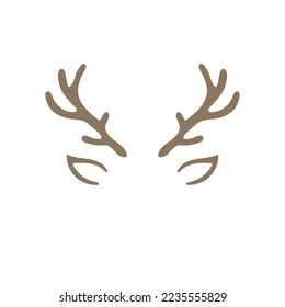 Funny deer horns headband template. Antler Christmas card design element, vector illustration isolated on white background