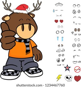 funny deer kid cartoon xmas collection set in vector format very easy to edit