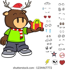 funny deer kid cartoon xmas collection set in vector format very easy to edit