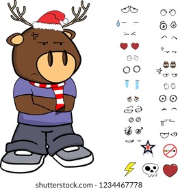 funny deer kid cartoon xmas collection set in vector format very easy to edit