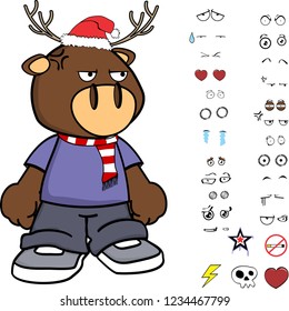 funny deer kid cartoon xmas collection set in vector format very easy to edit