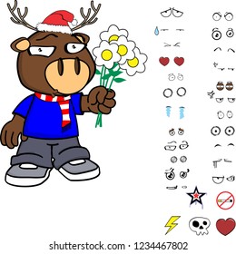 funny deer kid cartoon xmas collection set in vector format very easy to edit