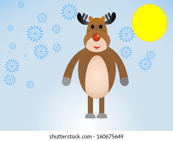 funny deer on a blue background, vectorial illustration