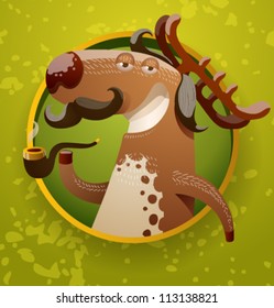 Funny deer, vector 03