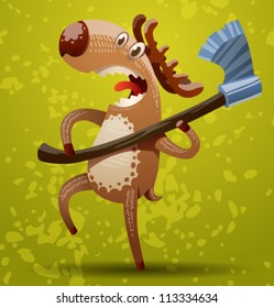 funny deer, vector 08