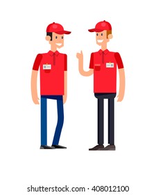Funny Delivery character man. Vector 