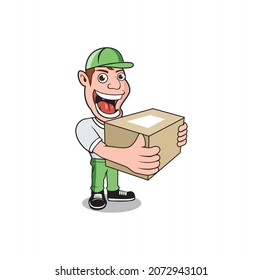 Funny delivery worker smiling design illustration vector eps format , suitable for your design needs, logo, illustration, animation, etc.