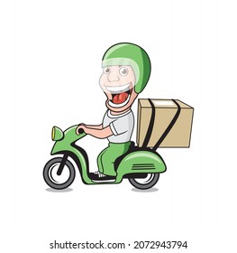 Funny delivery worker smiling design illustration vector eps format , suitable for your design needs, logo, illustration, animation, etc.