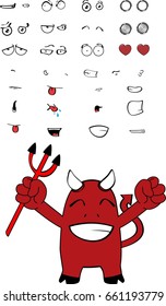 funny demon cartoon expressions set in vector format very easy to edit