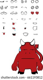 funny demon cartoon expressions set in vector format very easy to edit
