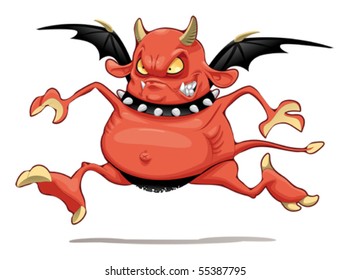 Funny demon. Cartoon and vector character. Isolated object