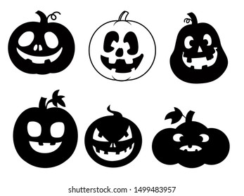Funny and demonic pumpkins for Halloween holiday design.
