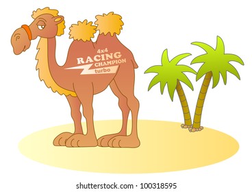 funny desert racer; vector illustration