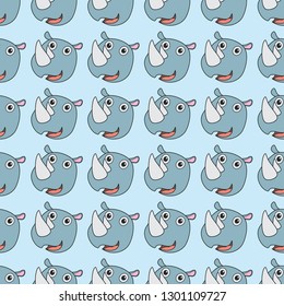 Funny design smile Rhino cartoon seamless pattern for background and wallpaper. Animal wildlife vector background. Vector illustration EPS.8 EPS.10