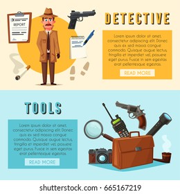 Funny detective character. Cartoon vector illustration
