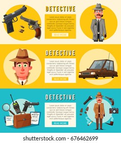 Funny detective character. Cartoon vector illustration
