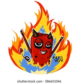 Funny devil in cartoon style. Vector illustration.