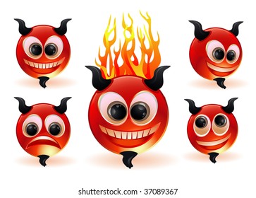 Funny devils. Vector icon set.
