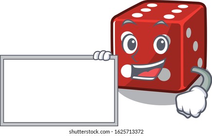 Funny dice cartoon character design style with board