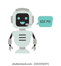 Funny digital advisor avatar to help the customer or robot operator say ask me