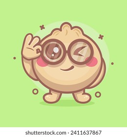 funny dim sum food character mascot with ok sign hand gesture isolated cartoon 