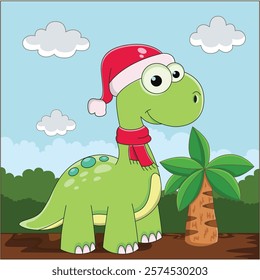 Funny dino cartoon characters vector illustration.