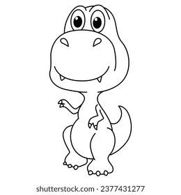 Funny dino cartoon for coloring book.