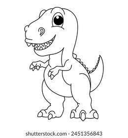 Funny dino cartoon for coloring book.