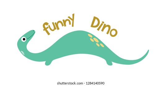 Funny Dino. Cute dinosaur. Vector illustration.