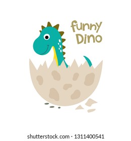 Funny Dino. Cute dinosaur vector illustration.