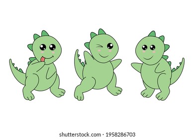 funny dinosaur animal cartoon, simple vector illustration