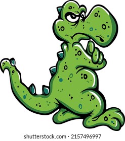 Funny dinosaur, art cartoon green