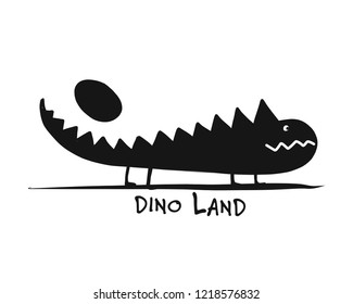 Funny dinosaur, black silhouette, childish style for your design