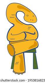 Funny dinosaur by vector, computer graphic colorful and cute