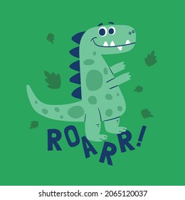 funny dinosaur cartoon drawing as vector for print