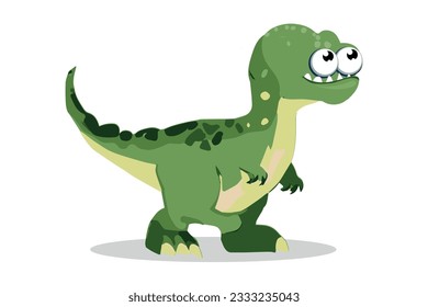 funny dinosaur, Cartoon green dinosaur on white background.
