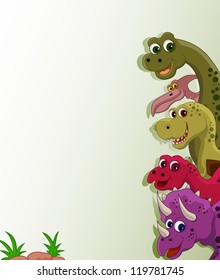 funny dinosaur cartoon set
