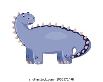 Carácter gracioso de dinosaurio aislado en fondo blanco