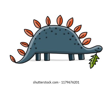 Funny dinosaur, childish style. Sketch for your design
