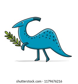 Funny dinosaur, childish style. Sketch for your design