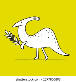 Funny dinosaur, childish style. Sketch for your design