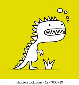 Funny dinosaur, childish style. Sketch for your design