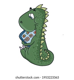 Funny Dinosaur .Children's vector design on a white isolated background for banners and postcards.