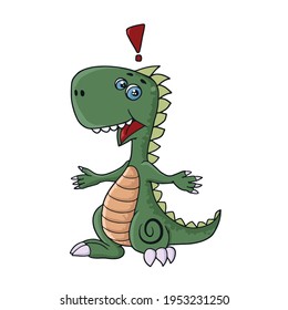Ein lustiger Dinosaurier .Kindervektordesign auf weißem, isoliertem Hintergrund für Banner und Postkarten.