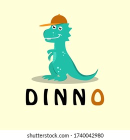 Funny dinosaur concept vector illustration design
