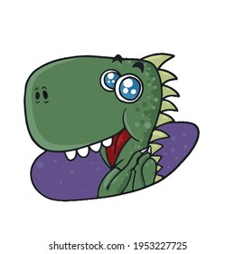 Funny Dinosaur cute eyes.Children's vector design on a white isolated background for banners and postcards.