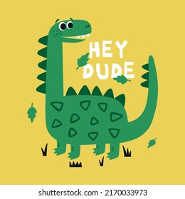 funny dinosaur drawing as vector for print