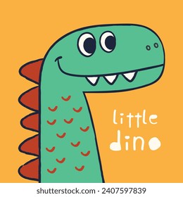 funny dinosaur face drawing for tee print as vector