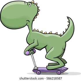 funny dinosaur goes on a skateboard. isolated on white 